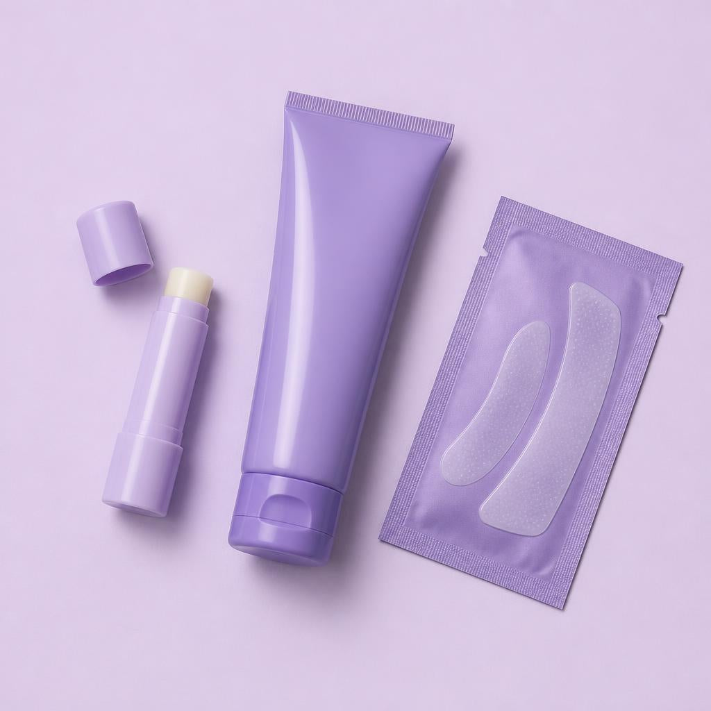 Baume à lèvres Mallow avec le correcteur violet et les strips